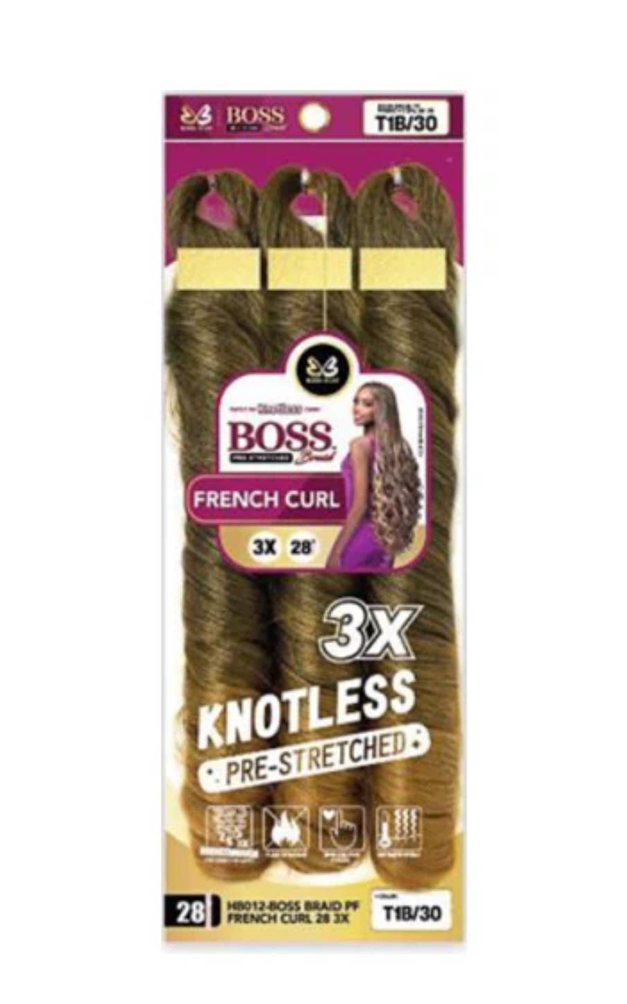 3X KNOTLESS PRE-STRETCHED FRENCH CURL BRAIDS 28'': 27