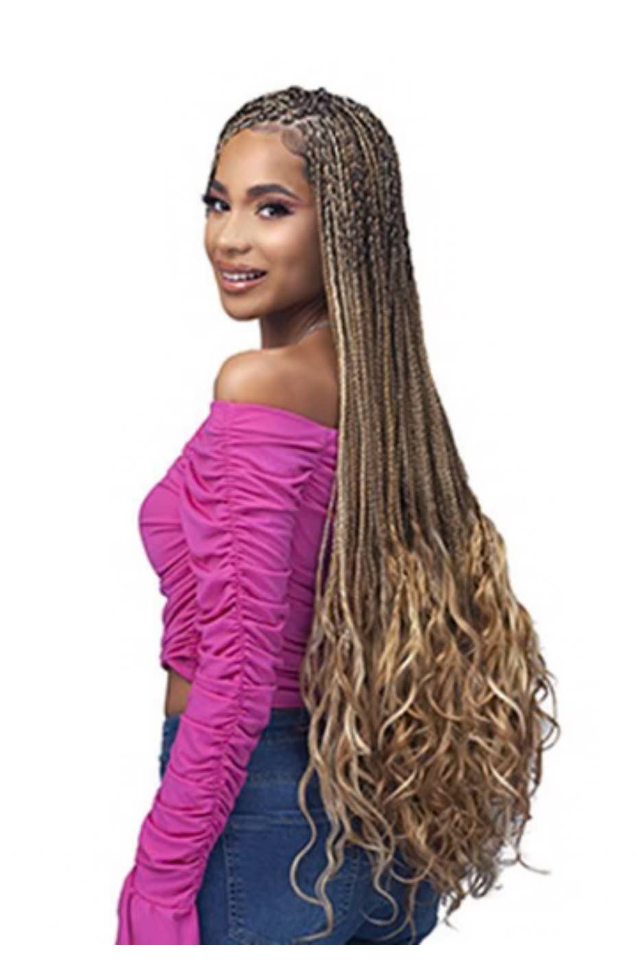3X KNOTLESS PRE-STRETCHED FRENCH CURL BRAIDS 28'': 27